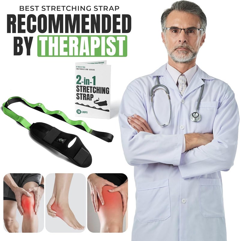 STRECTRA Stretch Strap with Loops Physical Therapy - Full Body Exercise Straps for Stretching with Detachable Foot - Leg & Calf Stretcher for Plantar Fasciitis, Physical Therapy, Pain Relief, and Flexibility - Image 5
